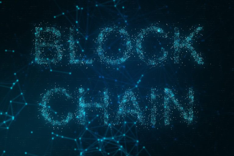 Creative glowing blockchain background